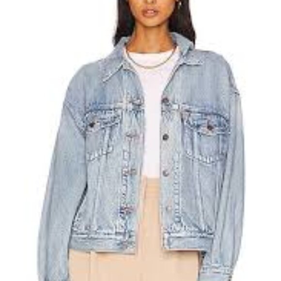 Revolve GRLFND  Daria Oversized Jean Jacket Colour Tumbleweed  Size XS - Picture 1 of 7